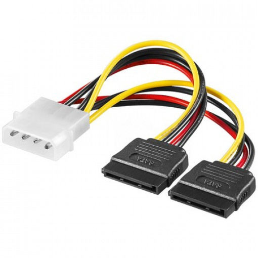 VSLP525/SATA2.013; Vads Power 5.25 spr. uz 2x SATA 15pin ligzdām 0.13m VSLP525/SATA2.013; Vads Power 5.25 spr. uz 2x SATA 15pin ligzdām 0.13m