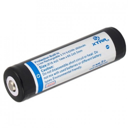 AKL.18650.2600PCB#X; Akum. lukturiem 18650 3.7V 2600mAh Li-ion PCB XTAR ø18.4.x69.2mm AKL.18650.2600PCB#X; Akum. lukturiem 18650 3.7V 2600mAh Li-ion PCB XTAR ø18.4.x69.2mm