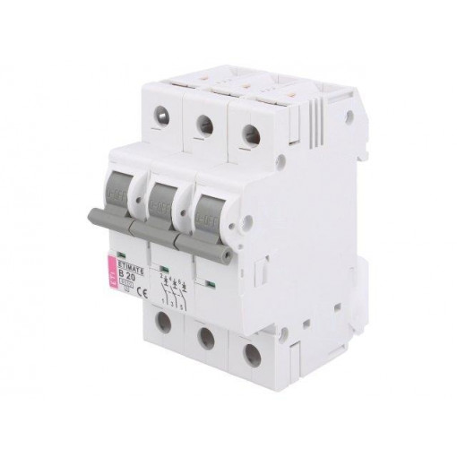 ETIMAT 6 3P B20; Circuit breaker; 400VAC; Inom: 20A; Poles: 3; DIN; Charact: B; 6kA; ETI POLAM