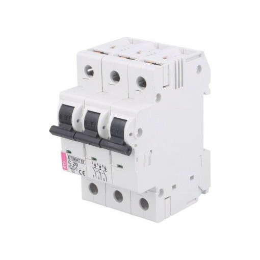 ETIMAT 10 3P C20; Circuit breaker; 400VAC; Inom: 20A; Poles: 3; DIN; Charact: C; 10kA; ETI POLAM