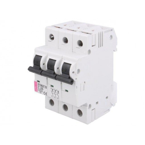 ETIMAT 10 3P C25; Circuit breaker; 400VAC; Inom: 25A; Poles: 3; DIN; Charact: C; 10kA; ETI POLAM