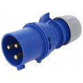 023-6; Connector: AC supply; plug; male; 32A; 230VAC; IEC 60309; IP44; PCE