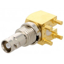 034-1030; Socket; Micro BNC; female; angled 90°; 75Ω; THT; gold-plated; AMPHENOL