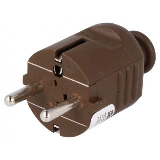 08282; Connector: AC supply; male; plug; 2P+PE; 230VAC; 16A; brown; PIN: 3; PCE 08282; Connector: AC supply; male; plug; 2P+PE; 230VAC; 16A; brown; PIN: 3; PCE