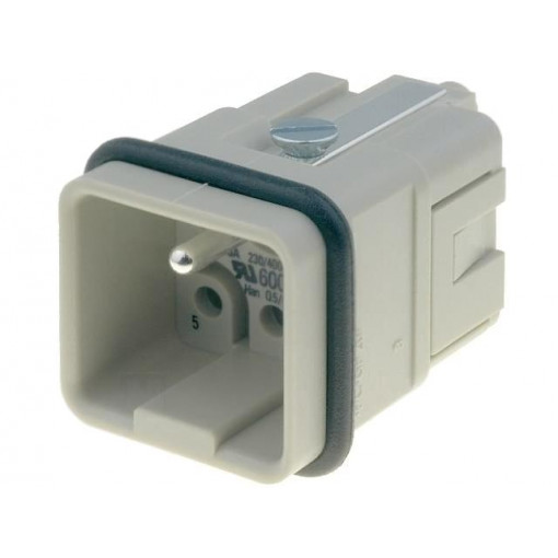 09120053001; Connector: rectangular; male; Han Q; PIN: 6; 5+PE; size 3A; crimped; HARTING