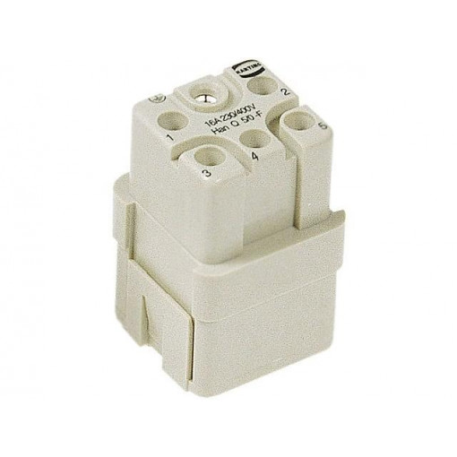 09120053101; Connector: rectangular; female; Han Q; PIN: 6; 5+PE; size 3A; 400V; HARTING