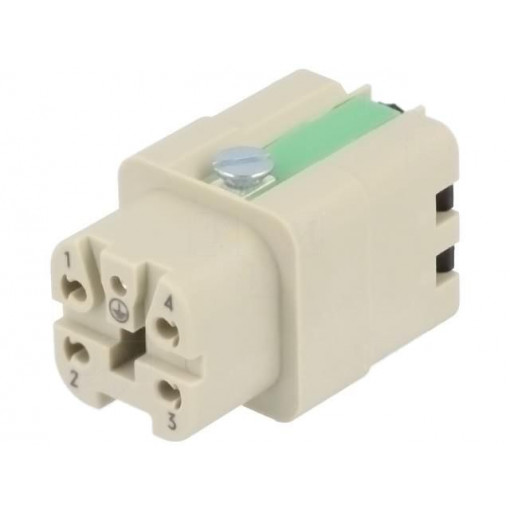09200042734; Connector: HAN; female; Quick Lock; PIN: 5; 4+PE; size 3A; 10A; 600V; HARTING