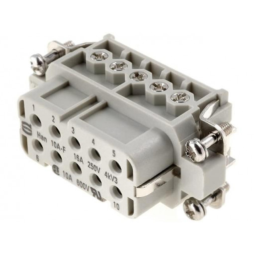 09200102812; Connector: HAN; female; Han A; PIN: 10; 10+PE; size 10A; 16A; 250V; HARTING