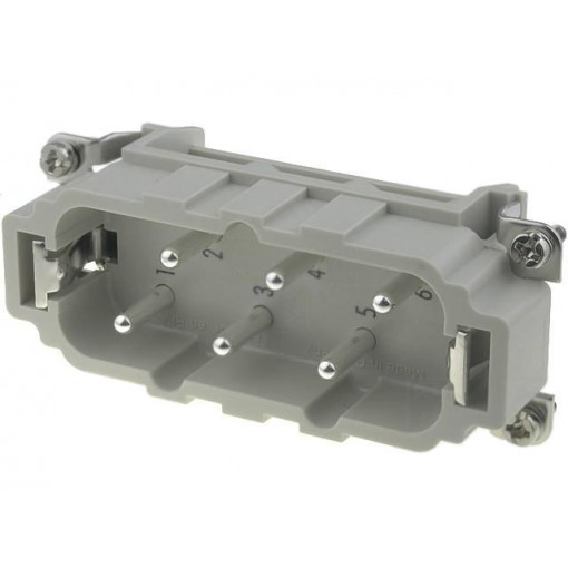 09310062601; Connector: rectangular; male; Han HsB; PIN: 6; 6+PE; size 16B; 35A; HARTING