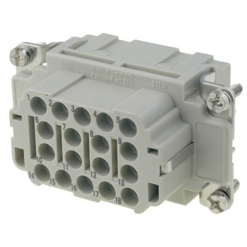 09320183101; Connector: rectangular; female; Han EE; PIN: 18; 18+PE; size 10B; HARTING