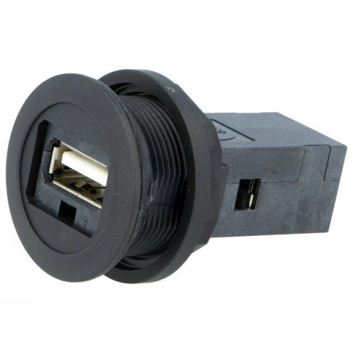 09454521903; USB socket; 22mm; har-port; -25÷70°C; Ø22.3mm; IP20; Colour: black; HARTING