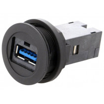 09454521904; USB socket; 22mm; har-port; -25÷70°C; Ø22.3mm; IP20; Colour: black; HARTING