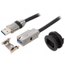 09454521970; USB socket; 22mm; har-port; -25÷70°C; Ø22.3mm; IP20; Colour: black; HARTING