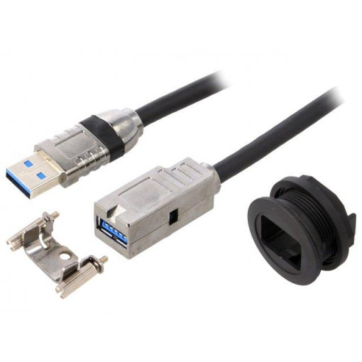 09454521970; USB socket; 22mm; har-port; -25÷70°C; Ø22.3mm; IP20; Colour: black; HARTING