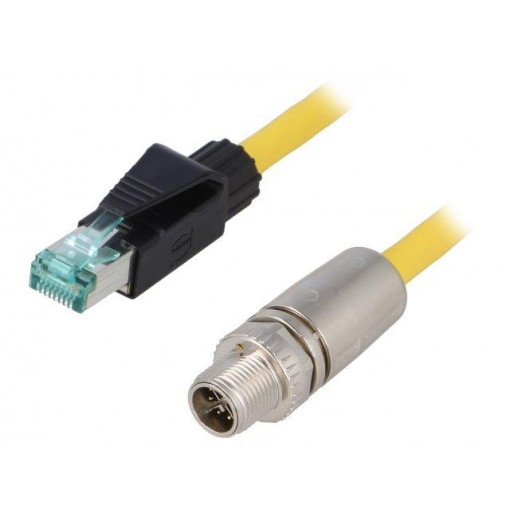 09478411001; Connecting cable; 1m; Connection: M12 male straight / RJ45; HARTING 09478411001; Connecting cable; 1m; Connection: M12 male straight / RJ45; HARTING
