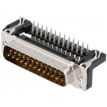 09653626811; D-Sub; PIN: 25; socket; male; angled 90°; THT; M3; Type: PCB snap-in; HARTING