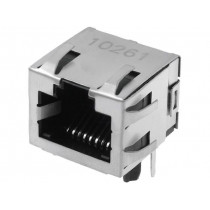1-406541-1; Socket; RJ45; PIN: 8; Cat: 5; shielded; Layout: 8p8c; THT; on PCBs; TE Connectivity