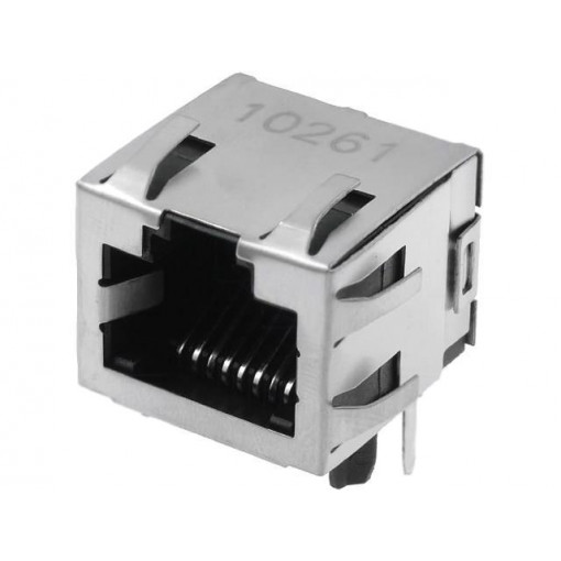 1-406541-1; Socket; RJ45; PIN: 8; Cat: 5; shielded; Layout: 8p8c; THT; on PCBs; TE Connectivity