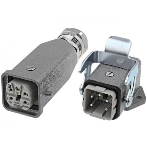 10200040003; Connector: HAN; male + female; plug + socket; Han Kit; PIN: 5; 4+PE; HARTING