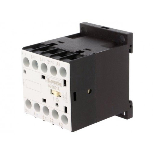 11BG0601A230; Contactor: 3-pole; NO x3; Auxiliary contacts: NC; 230VAC; 6A; DIN; LOVATO ELECTRIC 11BG0601A230; Contactor: 3-pole; NO x3; Auxiliary contacts: NC; 230VAC; 6A; DIN; LOVATO ELECTRIC