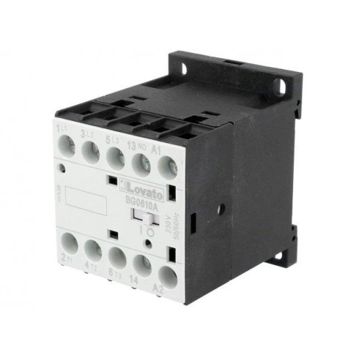 11BG0610A230; Contactor: 3-pole; NO x3; Auxiliary contacts: NO; 230VAC; 6A; DIN; LOVATO ELECTRIC 11BG0610A230; Contactor: 3-pole; NO x3; Auxiliary contacts: NO; 230VAC; 6A; DIN; LOVATO ELECTRIC