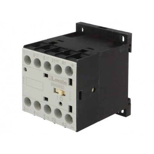 11BG0901D012; Contactor: 3-pole; NO x3; Auxiliary contacts: NC; 12VDC; 9A; DIN; BG; LOVATO ELECTRIC 11BG0901D012; Contactor: 3-pole; NO x3; Auxiliary contacts: NC; 12VDC; 9A; DIN; BG; LOVATO ELECTRIC