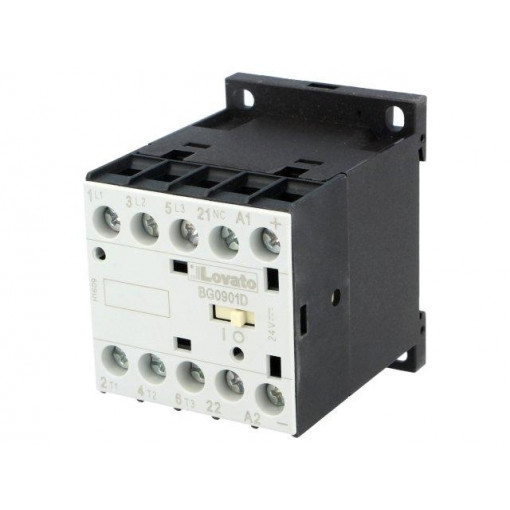 11BG0901D024; Contactor: 3-pole; NO x3; Auxiliary contacts: NC; 24VDC; 9A; DIN; BG; LOVATO ELECTRIC 11BG0901D024; Contactor: 3-pole; NO x3; Auxiliary contacts: NC; 24VDC; 9A; DIN; BG; LOVATO ELECTRIC
