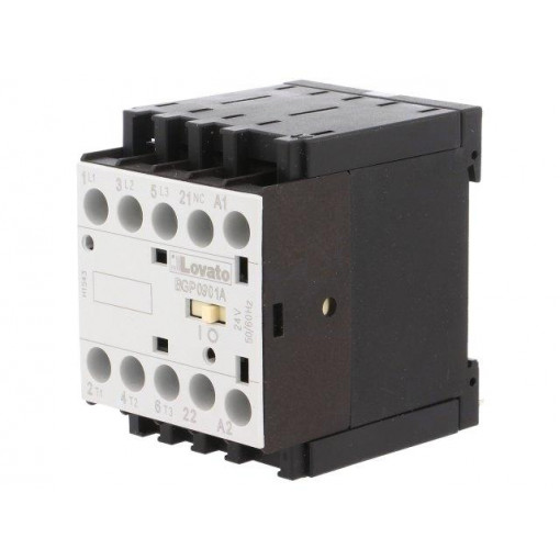 11BGP0901A024; Contactor: 3-pole; NO x3; Auxiliary contacts: NC; 24VAC; 9A; DIN; BG; LOVATO ELECTRIC
