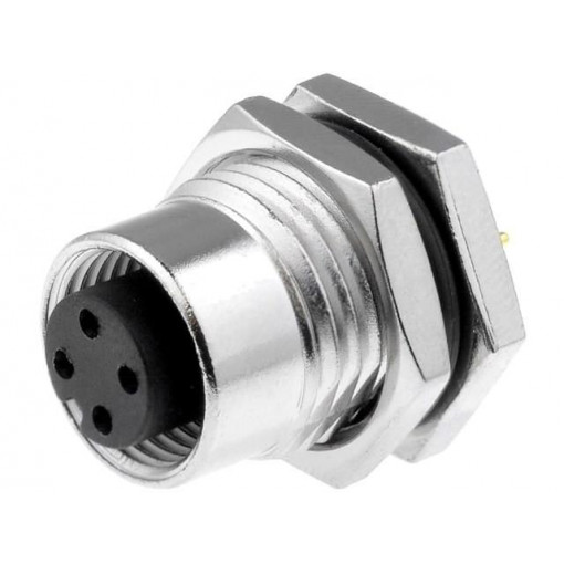M12A-04PFFP-SF8001; Socket; M12; PIN: 4; female; A code-DeviceNet / CANopen; THT; IP68; AMPHENOL