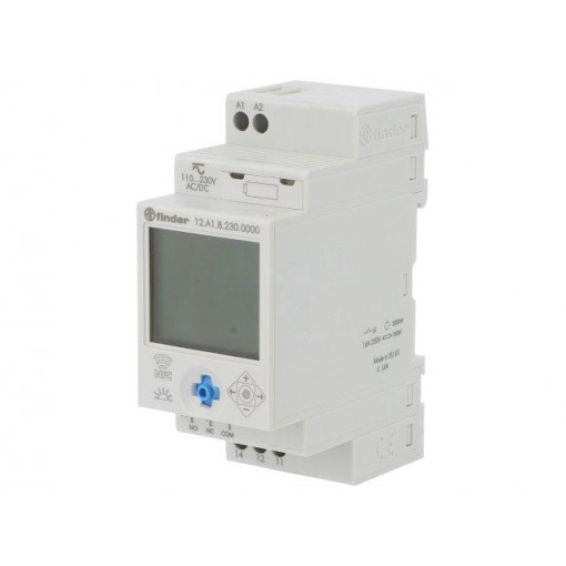 12.A1.8.230.0000; Programmable time switch; min.30min; SPDT; 250VAC/16A; DIN; IP20; FINDER 12.A1.8.230.0000; Programmable time switch; min.30min; SPDT; 250VAC/16A; DIN; IP20; FINDER