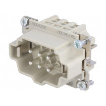 1200000000 HDC HE 6 MS; Connector: rectangular; male; PIN: 6; 6+PE; size 3; screws; straight; WEIDMÜLLER