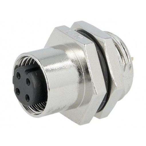 M12D-04PFFS-SH8001; Socket; M12; PIN: 4; female; D code-Ethernet; soldering; IP68; 250V; AMPHENOL