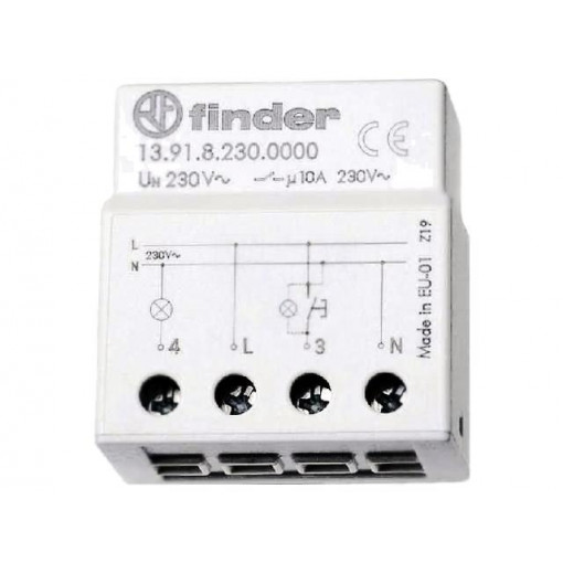 13.91.8.230.0000; Relay: timer; bistable; NO; 230VAC; Mounting: DIN; 10A; -10÷60°C; FINDER 13.91.8.230.0000; Relay: timer; bistable; NO; 230VAC; Mounting: DIN; 10A; -10÷60°C; FINDER