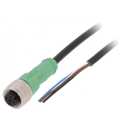 SAC-4P-5,0-PVC/M12FS; Connection lead; M12; PIN: 4; straight; 5m; plug; 250VAC; 4A; 250VDC; PHOENIX CONTACT
