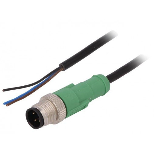 SAC-3P-M12MS/3,0-PVC; Connection lead; M12; PIN: 3; straight; 3m; plug; 250VAC; 4A; 250VDC; PHOENIX CONTACT