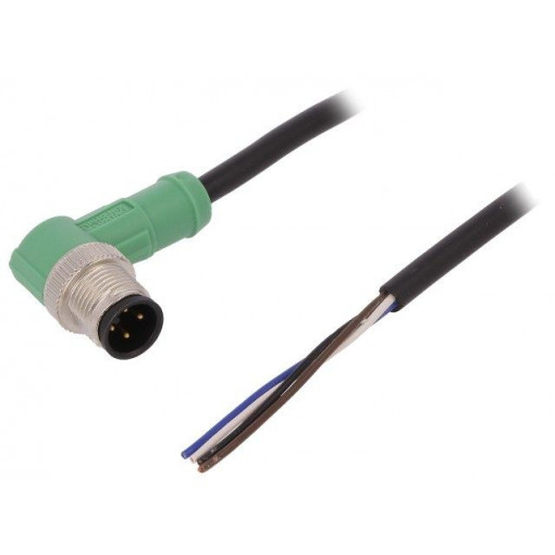 SAC-4P-M12MR/10,0-PVC; Connection lead; M12; PIN: 4; angled; 10m; plug; 250VAC; 4A; -25÷90°C; PHOENIX CONTACT