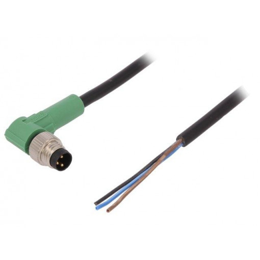 SAC-3P-M8MR/10,0-PVC; Connection lead; M8; PIN: 3; angled; 10m; plug; 250VAC; 4A; -25÷90°C; PHOENIX CONTACT