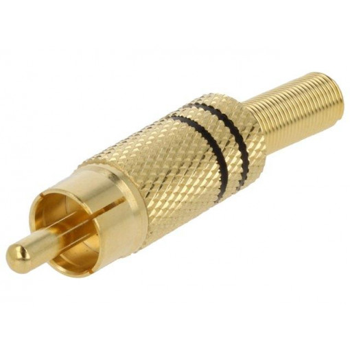 1573 01 V SCHWARZ; Plug; RCA; male; with strain relief; straight; soldering; LUMBERG 1573 01 V SCHWARZ; Plug; RCA; male; with strain relief; straight; soldering; LUMBERG