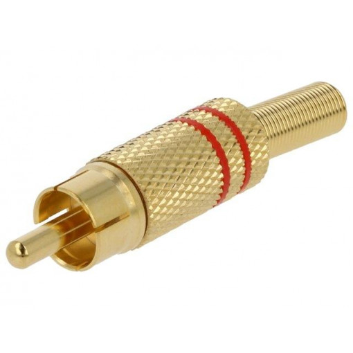 1573 01 V ROT; Plug; RCA; male; with strain relief; straight; soldering; LUMBERG 1573 01 V ROT; Plug; RCA; male; with strain relief; straight; soldering; LUMBERG