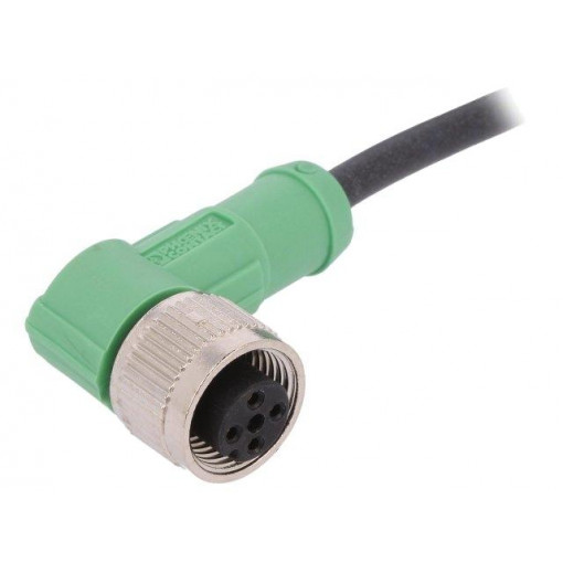 SAC-4P-5,0-PUR/M12FR; Connection lead; M12; PIN: 4; angled; 5m; plug; 250VAC; 4A; -25÷90°C; PHOENIX CONTACT