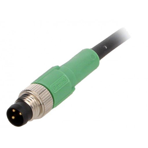 SAC-3P-M8MS/3,0-PUR; Connection lead; M8; PIN: 3; straight; 3m; plug; 60VAC; 4A; -25÷90°C; PHOENIX CONTACT