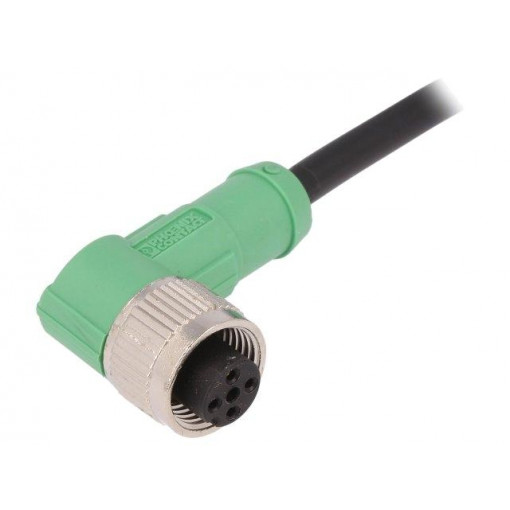 SAC-4P-5,0-PVC/M12FR; Connection lead; M12; PIN: 4; angled; 5m; plug; 250VAC; 4A; -25÷90°C; PHOENIX CONTACT
