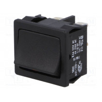 1802.1221; ROCKER; DPST; Pos: 2; OFF-(ON); 4A/250VAC; black; IP40; none; 100mΩ; Marquardt