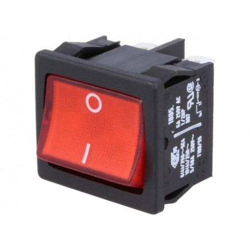 1805.7110; ROCKER; DPST; Pos: 2; OFF-ON; 10A/250VAC; red; IP40; 100mΩ; -20÷100°C; Marquardt