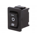 1808.6103; ROCKER; SP3T; Pos: 3; ON-OFF-ON; 6A/250VAC; black; IP40; none; 100mΩ; Marquardt