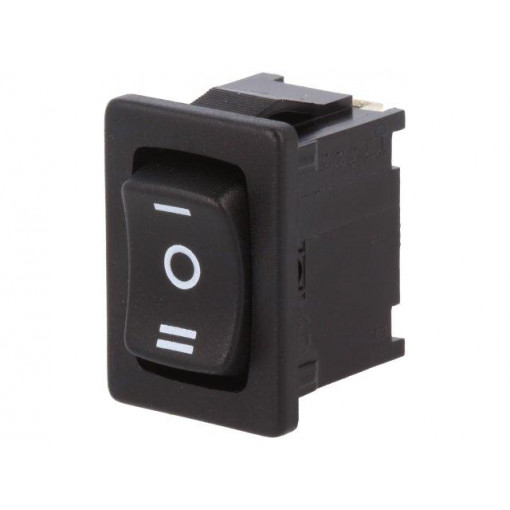 1808.6103; ROCKER; SP3T; Pos: 3; ON-OFF-ON; 6A/250VAC; black; IP40; none; 100mΩ; Marquardt