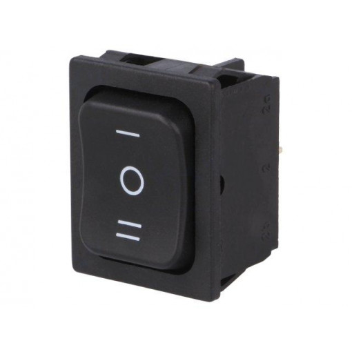 1839.1507; ROCKER; DP3T; Pos: 3; ON-OFF-ON; 6A/250VAC; black; IP40; none; 100mΩ; Marquardt