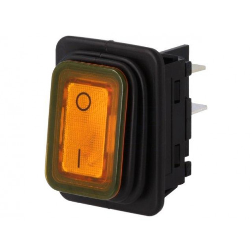 1935.3114; ROCKER; DPST; Pos: 2; OFF-ON; 20A/250VAC; yellow; 100mΩ; Body: black; Marquardt