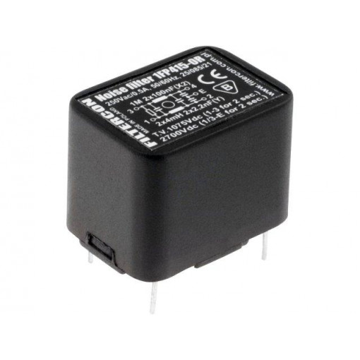 1FP415-0R; Filter: anti-interference; mains; 250VAC; Cx: 100nF; Cy: 2.5nF; 4mH; FILTERCON 1FP415-0R; Filter: anti-interference; mains; 250VAC; Cx: 100nF; Cy: 2.5nF; 4mH; FILTERCON