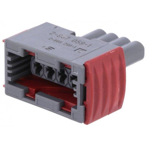 2-967059-1; Connector: automotive; JPT; plug; female; PIN: 4; w/o contacts; grey; TE Connectivity